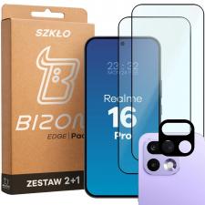 Folii protectie Realme 16 Pro, Set protectie 3in1 Bizon Glass Edge Pack, 2 folii sticla ecran + 1 folie sticla camera foto, compatibil cu Realme 16 Pro 5G, Negru, lerato.ro