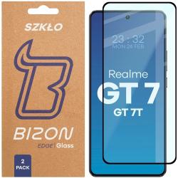Set 2 folii sticla securizata Bizon Glass Edge Duo compatibile cu Realme GT 7 / GT 7T, Negru