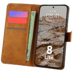 Husa flip cover Bizon Pocket compatibila cu Honor Magic 8 Lite, Maro 3 - lerato.ro
