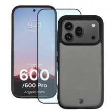 Huse si carcase Honor, Kit protectie 2 in 1 BizonMobile, Carcasa Bizon Angelo si Folie sticla securizata Bizon Glass Edge, compatibil cu Honor 600 / 600 Pro, Negru, lerato.ro