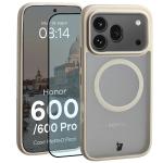 Kit protectie 2 in 1 BizonMobile, Carcasa Bizon MatteO si Folie sticla securizata Bizon Glass Edge, compatibil cu Honor 600 / 600 Pro, Bej 2 - lerato.ro