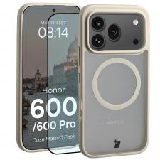 Kit protectie 2 in 1 BizonMobile, Carcasa Bizon MatteO si Folie sticla securizata Bizon Glass Edge, compatibil cu Honor 600 / 600 Pro, Bej