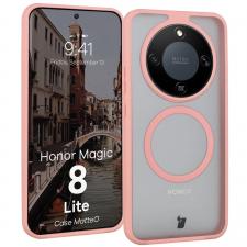 Huse si carcase Honor, Kit protectie 2 in 1 BizonMobile, Carcasa Bizon MatteO si Folie sticla securizata Bizon Glass Edge, compatibil cu Honor Magic 8 Lite, Roz, lerato.ro