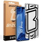 Set 2 folii sticla securizata Bizon Glass Aplikator Edge, Kit montare inclus, compatibile cu iPhone 17 Pro, Negru 2 - lerato.ro