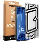 Set 2 folii sticla securizata Bizon Glass Aplikator Edge, Kit montare inclus, compatibile cu iPhone 17, Negru 2 - lerato.ro
