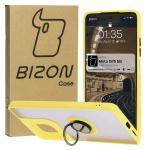 Carcasa Bizon Hybrid Ring compatibila cu Motorola Moto G75 5G, Galben 3 - lerato.ro