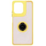 Carcasa Bizon Hybrid Ring compatibila cu Motorola Moto G75 5G, Galben 2 - lerato.ro