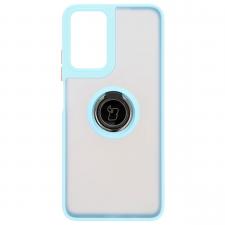 Carcasa Bizon Hybrid Ring compatibila cu Motorola Moto G35 5G, Light Blue