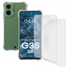Kit protectie 3 in 1 BizonMobile Clear Pack, Carcasa Bizon Salpa si 2 folii Bizon Glass Hydrogel, compatibil cu Motorola Moto G35 5G, Transparent