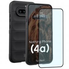Kit protectie 2 in 1 BizonMobile, Carcasa Bizon Tur si Folie sticla securizata Bizon Glass Edge, compatibil cu Nothing Phone (4a), Negru