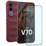 Kit protectie 2 in 1 BizonMobile, Carcasa Bizon Tur si Folie sticla securizata Bizon Glass Edge, compatibil cu Vivo V70, Dark Purple 2 - lerato.ro