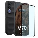 Kit protectie 2 in 1 BizonMobile, Carcasa Bizon Tur si Folie sticla securizata Bizon Glass Edge, compatibil cu Vivo V70 FE, Negru 2 - lerato.ro