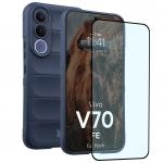Kit protectie 2 in 1 BizonMobile, Carcasa Bizon Tur si Folie sticla securizata Bizon Glass Edge, compatibil cu Vivo V70 FE, Dark Blue 2 - lerato.ro