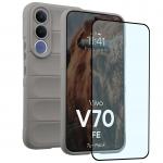 Kit protectie 2 in 1 BizonMobile, Carcasa Bizon Tur si Folie sticla securizata Bizon Glass Edge, compatibil cu Vivo V70 FE, Light Grey 2 - lerato.ro