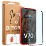 Kit protectie 2 in 1 BizonMobile, Carcasa Bizon Tur si Folie sticla securizata Bizon Glass Edge, compatibil cu Vivo V70 FE, Rosu 11 - lerato.ro