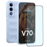 Kit protectie 2 in 1 BizonMobile, Carcasa Bizon Tur si Folie sticla securizata Bizon Glass Edge, compatibil cu Vivo V70, Light Blue 2 - lerato.ro