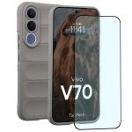 Kit protectie 2 in 1 BizonMobile, Carcasa Bizon Tur si Folie sticla securizata Bizon Glass Edge, compatibil cu Vivo V70, Light Grey 2 - lerato.ro