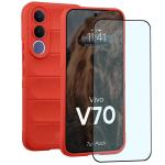 Kit protectie 2 in 1 BizonMobile, Carcasa Bizon Tur si Folie sticla securizata Bizon Glass Edge, compatibil cu Vivo V70, Rosu 2 - lerato.ro