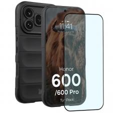 Huse si carcase Honor, Kit protectie 2 in 1 BizonMobile, Carcasa Bizon Tur si Folie sticla securizata Bizon Glass Edge, compatibil cu Honor 600 / 600 Pro, Negru, lerato.ro
