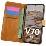 Husa flip cover Bizon Pocket compatibila cu Vivo V70 FE 5G, Maro 3 - lerato.ro