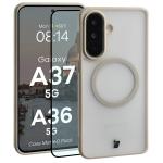 Kit protectie 2 in 1 BizonMobile, Carcasa Bizon MatteO si Folie sticla securizata Bizon Glass Edge, compatibil cu Samsung Galaxy A37 5G / A36 5G, Bej 2 - lerato.ro