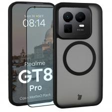 Kit protectie 2 in 1 BizonMobile, Carcasa Bizon MatteO si Folie sticla securizata Bizon Glass Edge, compatibil cu Realme GT 8 Pro, Negru