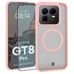Kit protectie 2 in 1 BizonMobile, Carcasa Bizon MatteO si Folie sticla securizata Bizon Glass Edge, compatibil cu Realme GT 8 Pro, Roz 2 - lerato.ro