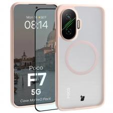 Kit protectie 2 in 1 BizonMobile, Carcasa Bizon MatteO si Folie sticla securizata Bizon Glass Edge, compatibil cu Xiaomi Poco F7, Roz