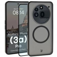 Kit protectie 2 in 1 BizonMobile, Carcasa Bizon MatteO si Folie sticla securizata Bizon Glass Edge, compatibil cu Nothing Phone (3a) Pro, Negru