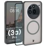Kit protectie 2 in 1 BizonMobile, Carcasa Bizon MatteO si Folie sticla securizata Bizon Glass Edge, compatibil cu Nothing Phone (3a) Pro, Gri 2 - lerato.ro