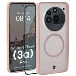 Kit protectie 2 in 1 BizonMobile, Carcasa Bizon MatteO si Folie sticla securizata Bizon Glass Edge, compatibil cu Nothing Phone (3a) Pro, Roz 2 - lerato.ro