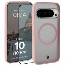 Kit protectie 2 in 1 BizonMobile, Carcasa Bizon MatteO si Folie sticla securizata Bizon Glass Edge, compatibil cu Google Pixel 10 / 10 Pro, Roz
