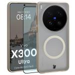 Kit protectie 2 in 1 BizonMobile, Carcasa Bizon MatteO si Folie sticla securizata Bizon Glass Edge, compatibil cu Vivo X300 Ultra, Bej 2 - lerato.ro