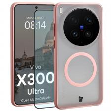 Kit protectie 2 in 1 BizonMobile, Carcasa Bizon MatteO si Folie sticla securizata Bizon Glass Edge, compatibil cu Vivo X300 Ultra, Roz