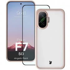 Kit protectie 2 in 1 BizonMobile, Carcasa Bizon Angelo si Folie sticla securizata Bizon Glass Edge, compatibil cu Xiaomi Poco F7, Roz