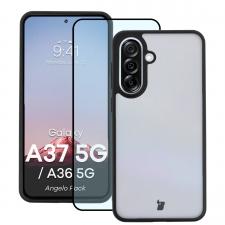 Kit protectie 2 in 1 BizonMobile, Carcasa Bizon Angelo si Folie sticla securizata Bizon Glass Edge, compatibil cu Samsung Galaxy A37 5G / A36 5G, Negru