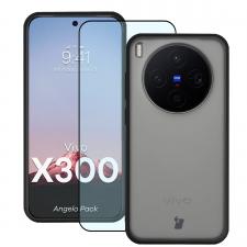 Kit protectie 2 in 1 BizonMobile, Carcasa Bizon Angelo si Folie sticla securizata Bizon Glass Edge, compatibil cu Vivo X300, Negru