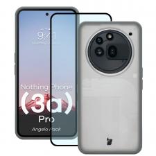 Kit protectie 2 in 1 BizonMobile, Carcasa Bizon Angelo si Folie sticla securizata Bizon Glass Edge, compatibil cu Nothing Phone (3a) Pro, Gri