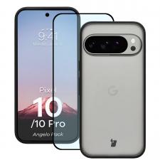 Kit protectie 2 in 1 BizonMobile, Carcasa Bizon Angelo si Folie sticla securizata Bizon Glass Edge, compatibil cu Google Pixel 10 / 10 Pro, Negru
