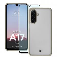 Kit protectie 2 in 1 BizonMobile, Carcasa Bizon Angelo si Folie sticla securizata Bizon Glass Edge, compatibil cu Samsung Galaxy A17 5G, Bej