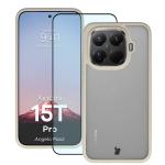 Kit protectie 2 in 1 BizonMobile, Carcasa Bizon Angelo si Folie sticla securizata Bizon Glass Edge, compatibil cu Xiaomi 15T Pro, Bej 2 - lerato.ro