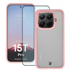 Kit protectie 2 in 1 BizonMobile, Carcasa Bizon Angelo si Folie sticla securizata Bizon Glass Edge, compatibil cu Xiaomi 15T Pro, Roz