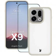 Kit protectie 2 in 1 BizonMobile, Carcasa Bizon Angelo si Folie sticla securizata Bizon Glass Edge, compatibil cu Oppo Find X9, Bej