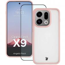 Kit protectie 2 in 1 BizonMobile, Carcasa Bizon Angelo si Folie sticla securizata Bizon Glass Edge, compatibil cu Oppo Find X9, Roz