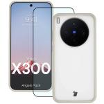 Kit protectie 2 in 1 BizonMobile, Carcasa Bizon Angelo si Folie sticla securizata Bizon Glass Edge, compatibil cu Vivo X300, Bej 2 - lerato.ro