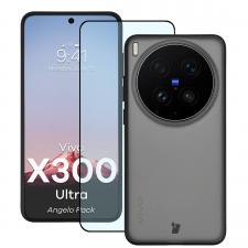 Kit protectie 2 in 1 BizonMobile, Carcasa Bizon Angelo si Folie sticla securizata Bizon Glass Edge, compatibil cu Vivo X300 Ultra, Negru