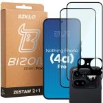 Set protectie 3in1 Bizon Glass Edge Pack, 2 folii sticla ecran + 1 folie sticla camera foto, compatibil cu Nothing Phone (4a) Pro, Negru 2 - lerato.ro