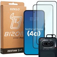 Set protectie 3in1 Bizon Glass Edge Pack, 2 folii sticla ecran + 1 folie sticla camera foto, compatibil cu Nothing Phone (4a), Negru