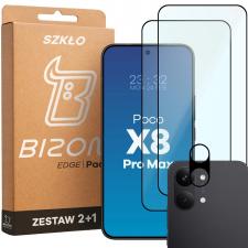 Set protectie 3in1 Bizon Glass Edge Pack, 2 folii sticla ecran + 1 folie sticla camera foto, compatibil cu Xiaomi Poco X8 Pro Max, Negru