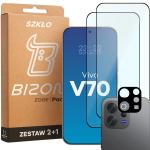 Set protectie 3in1 Bizon Glass Edge Pack, 2 folii sticla ecran + 1 folie sticla camera foto, compatibil cu Vivo V70 5G, Negru 2 - lerato.ro